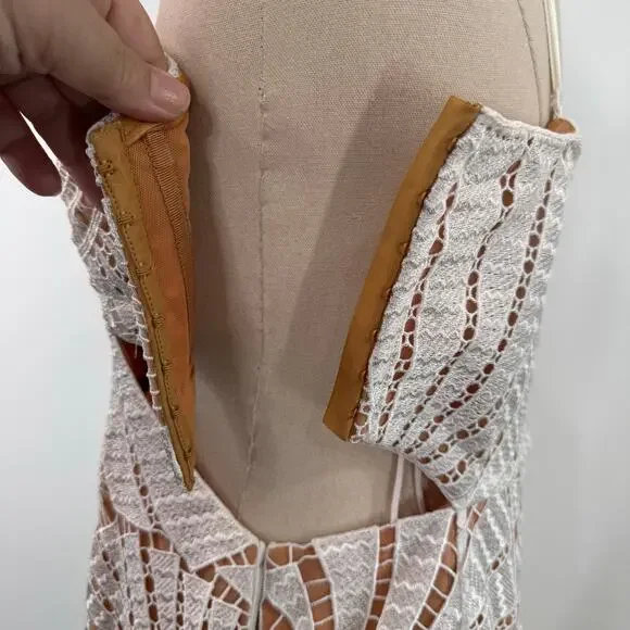 Jonathan Simkhai Jamie Dress White Fossil Guipure Lace Wedding Party LWD Size 12 - Picture 8 of 16